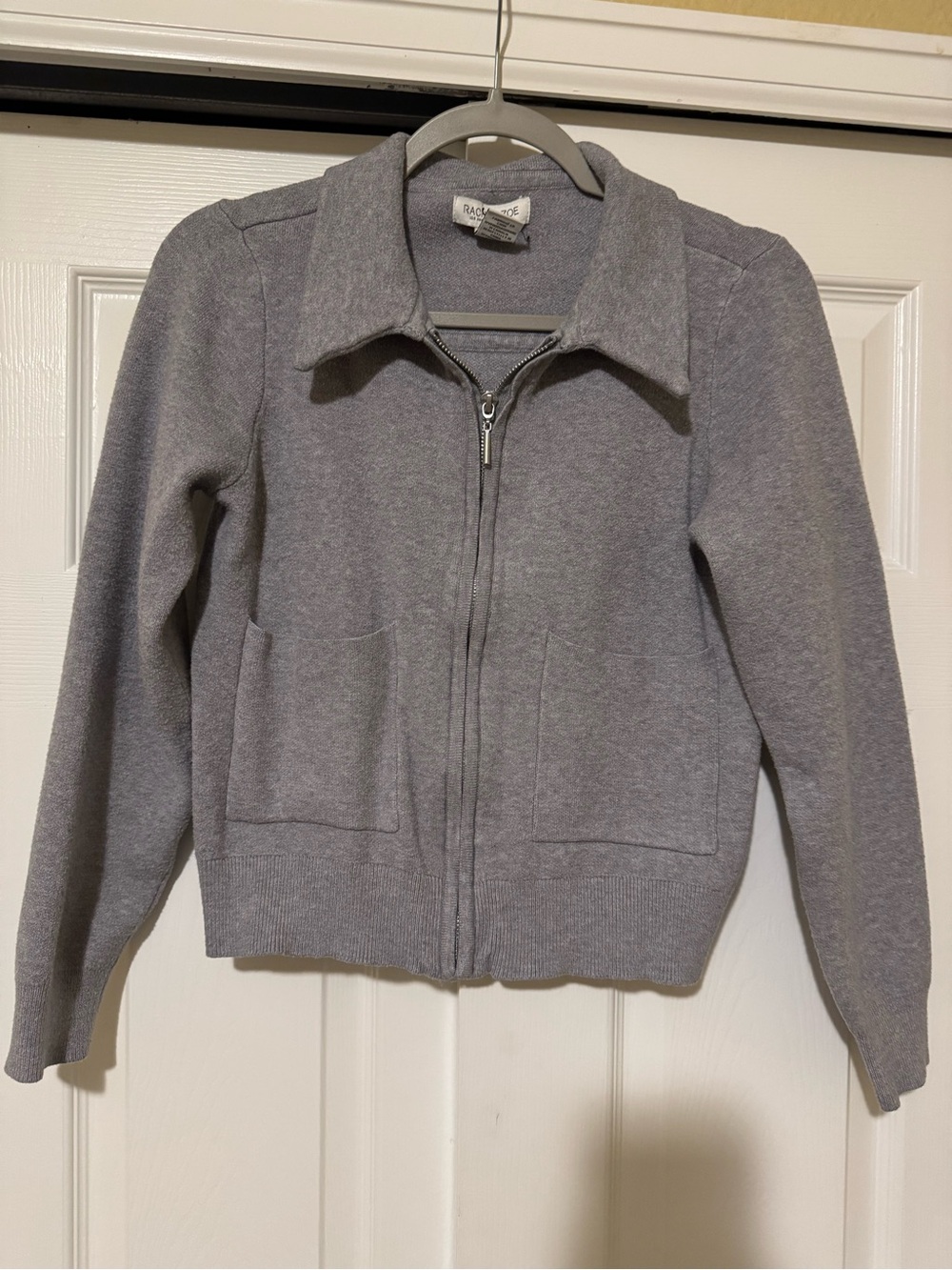 Rachel Zoe  Gray Zip-Front Knit Jacket